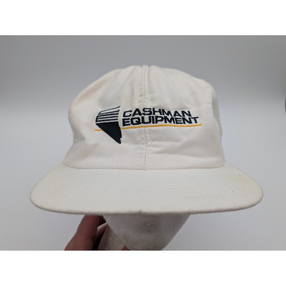 Vintage Cyrk Cashman Equipment CAT Trucker Hat White Snapback Mesh Cap USA Made